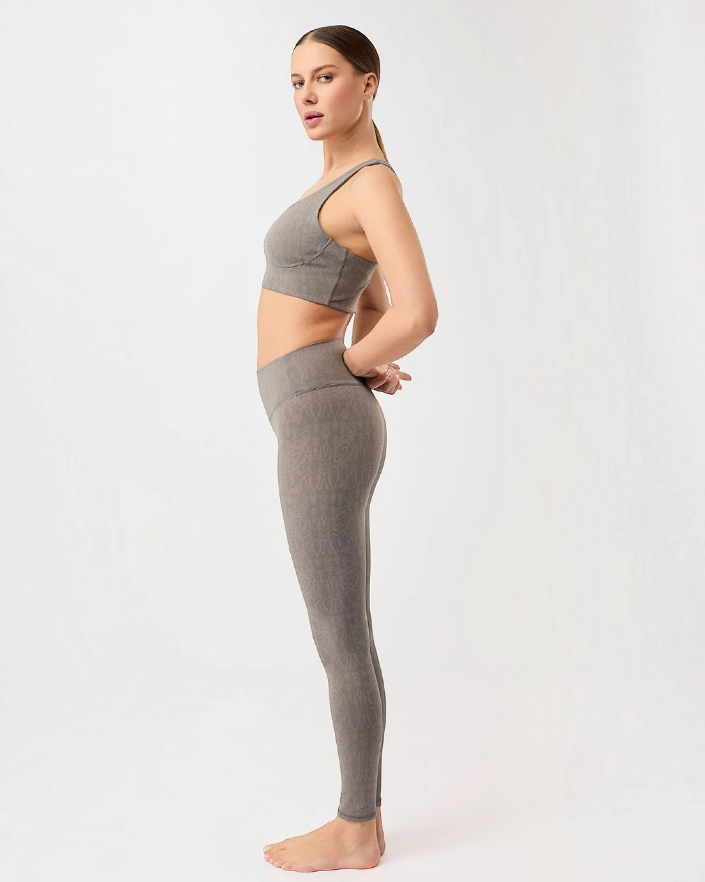 Mandala Monoprinted Leggings - Grey L – Ansicht 3