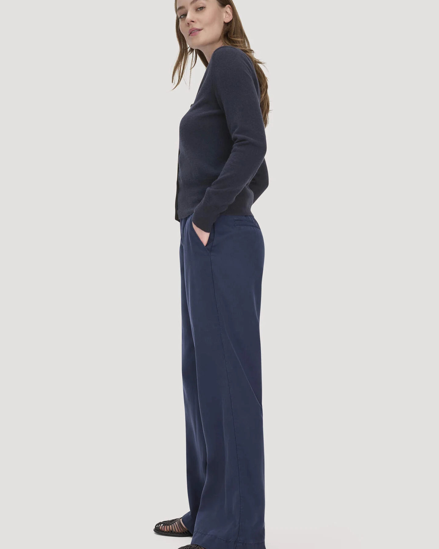 hessnatur Damen Hose Wide Leg aus TENCEL™ Lyocell - blau - Größe 44 – Ansicht 4