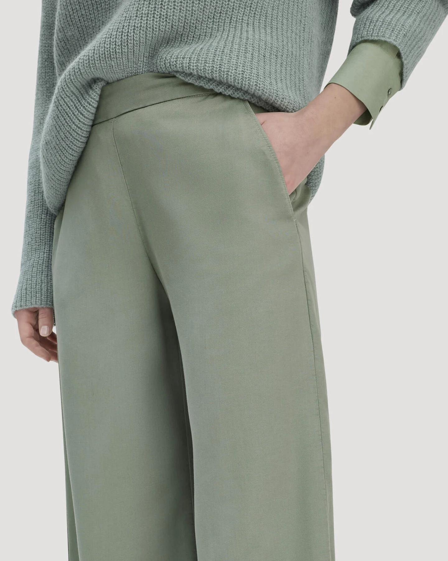 hessnatur Damen Hose Wide Leg aus TENCEL™ Lyocell - grün - Größe 48 – Ansicht 3