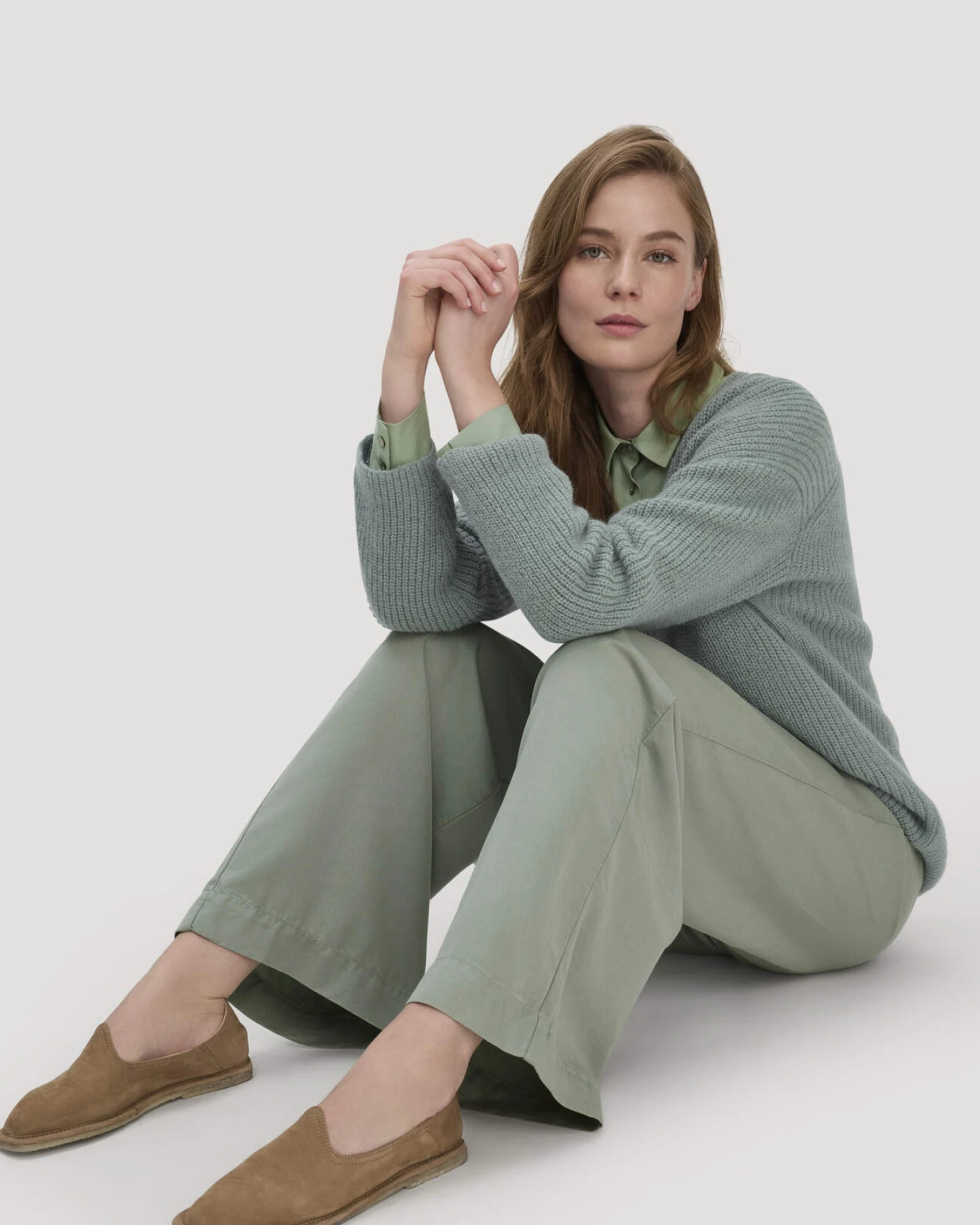hessnatur Damen Hose Wide Leg aus TENCEL™ Lyocell - grün - Größe 48 – Ansicht 4