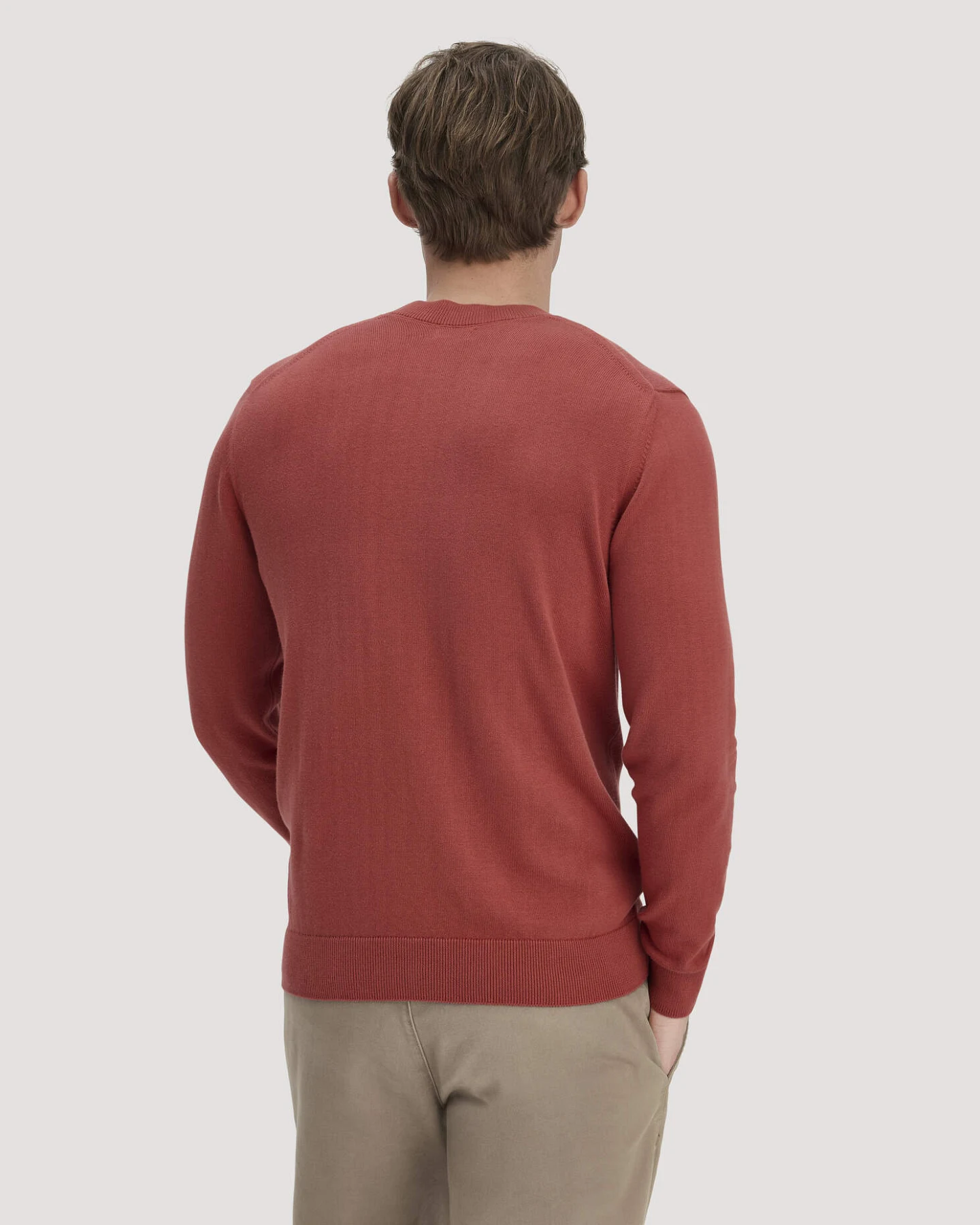 hessnatur Herren Strick Pullover Regular aus Bio-Baumwolle - braun - Größe S – Ansicht 3