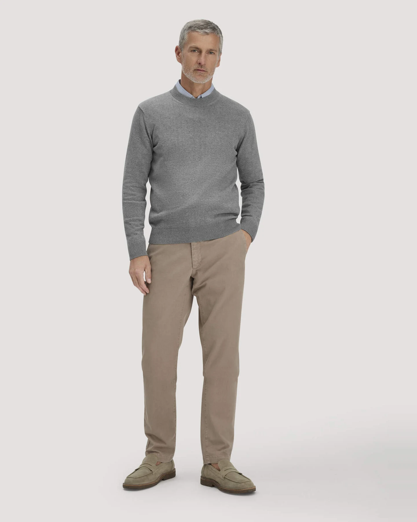 hessnatur Herren Strick Pullover Regular aus Bio-Baumwolle - grau - Größe L – Ansicht 2