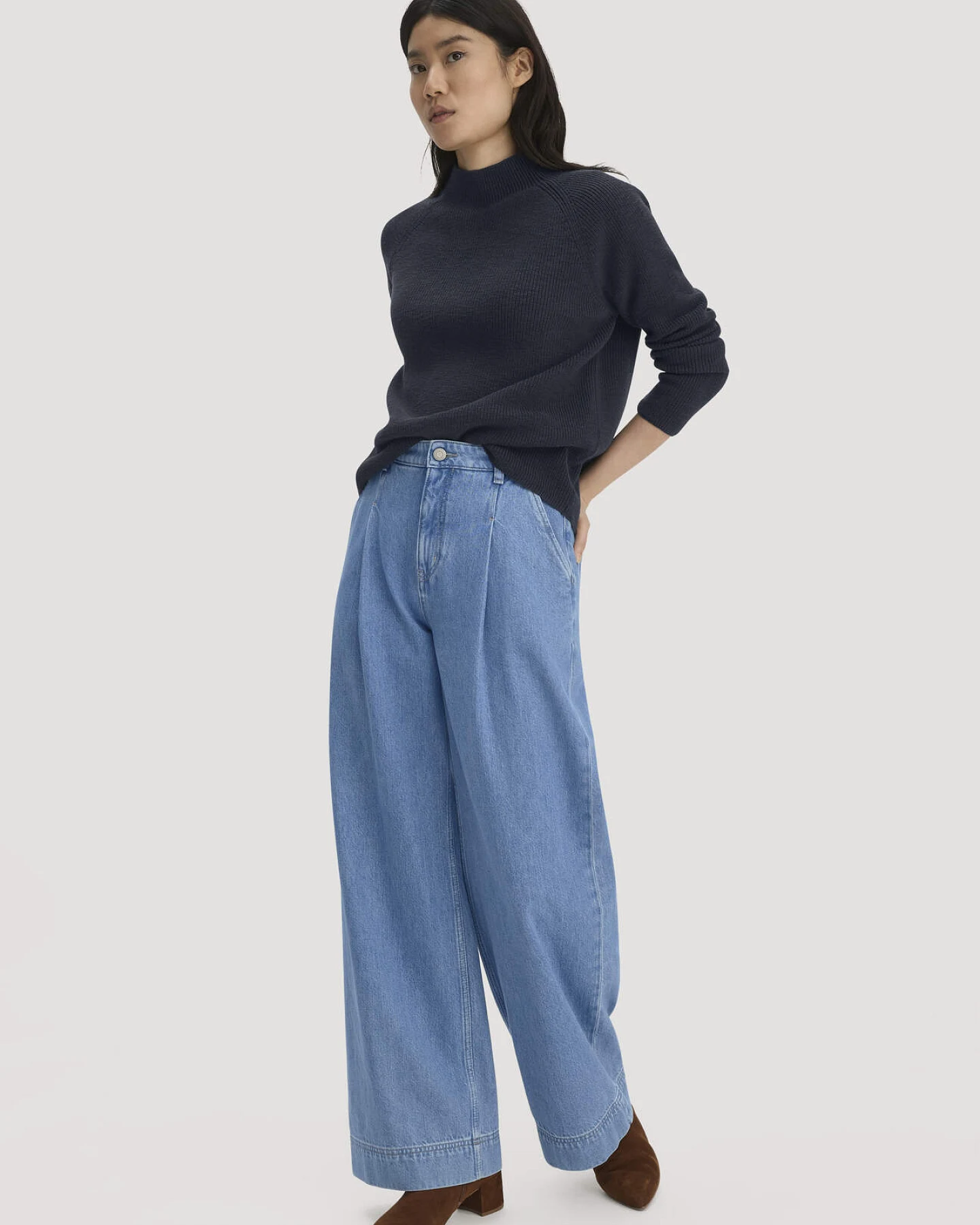 hessnatur Damen Strickpullover Relaxed aus Bio-Baumwolle - blau - Größe M – Ansicht 2
