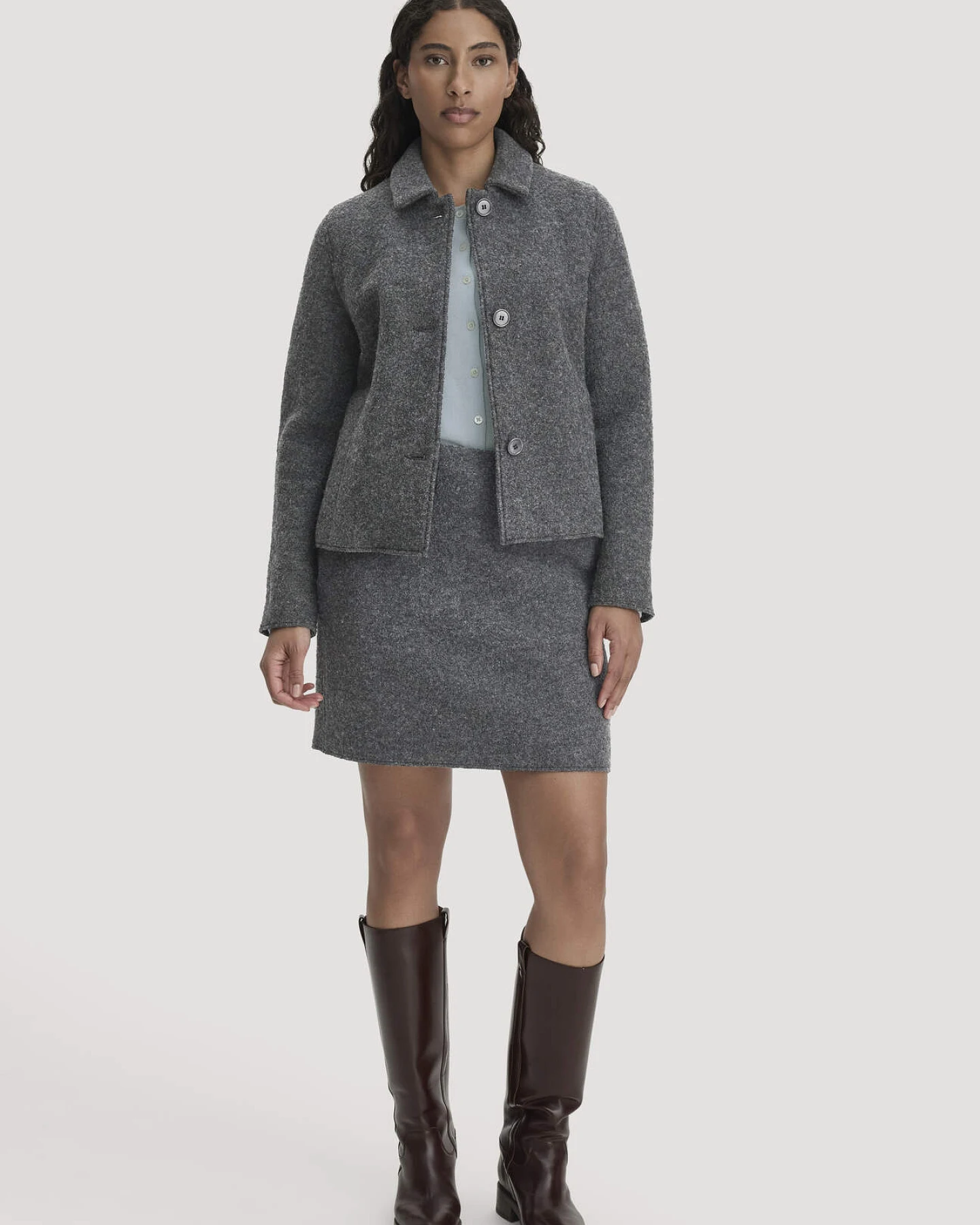 hessnatur Damen Walk Jacke Regular aus Bio-Merinowolle - grau - Größe 38 – Ansicht 2