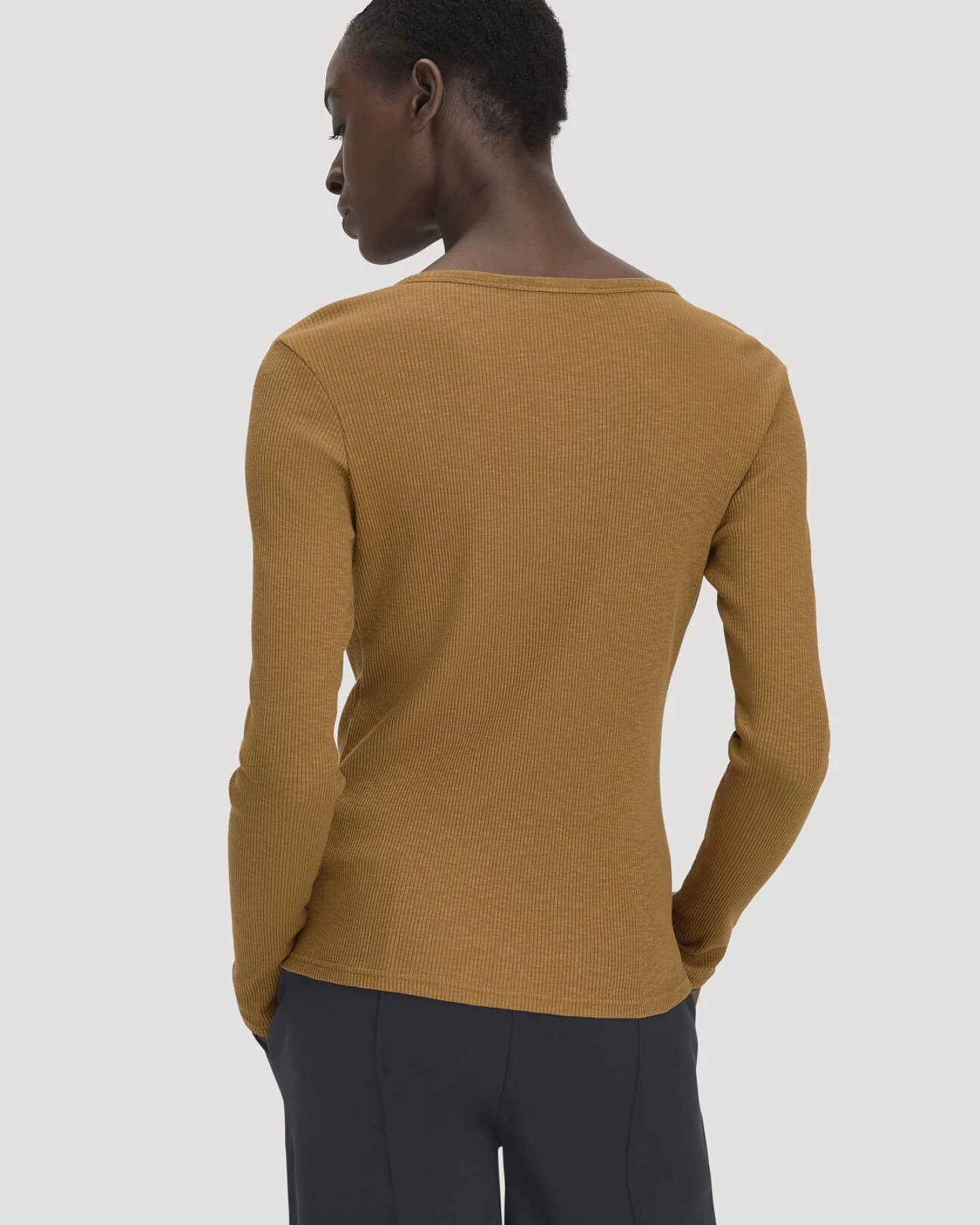 hessnatur Damen Longsleeve Henley Slim aus Bio-Baumwolle - orange - Größe 36 – Ansicht 3