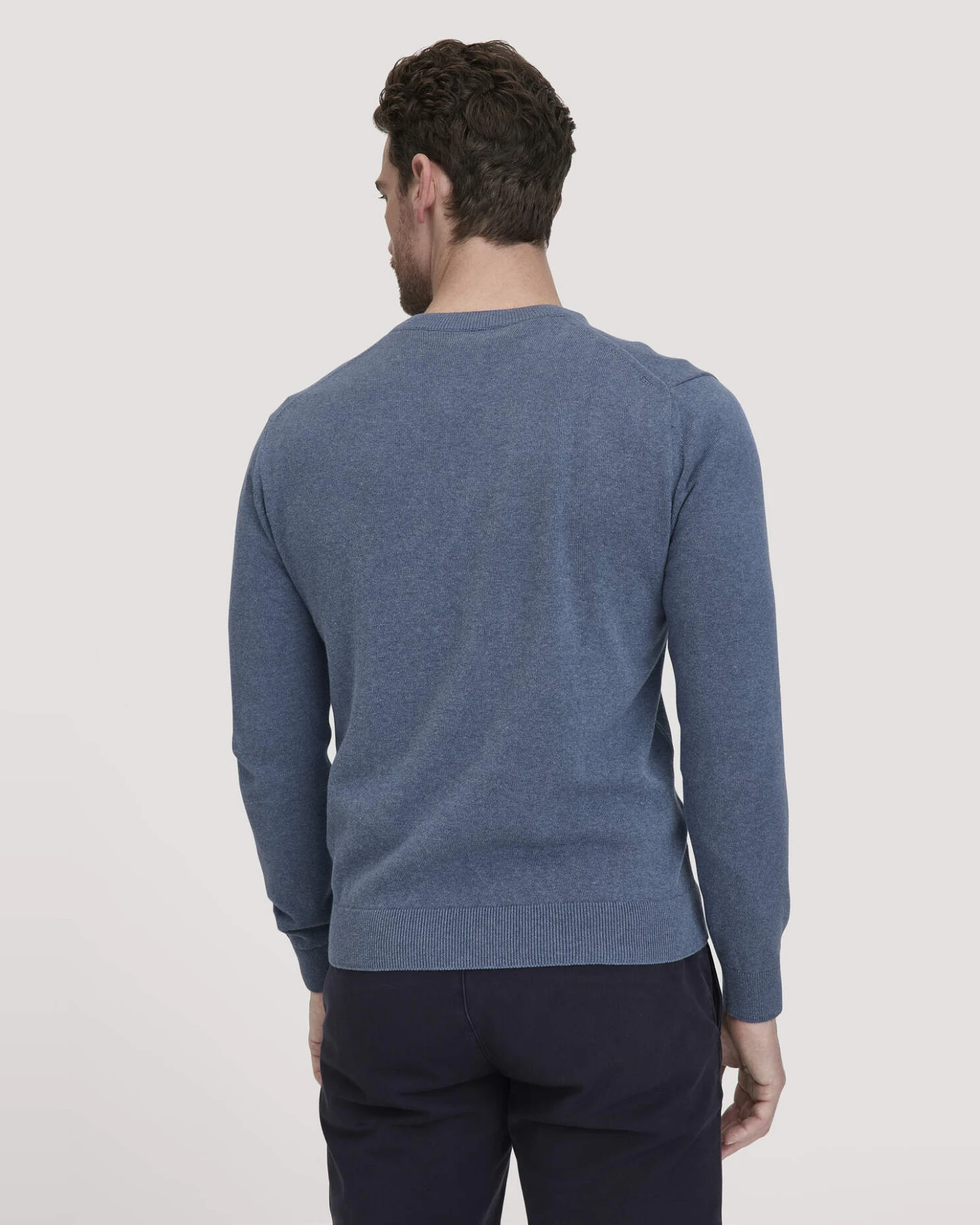 hessnatur Herren Strick Pullover Regular aus Bio-Baumwolle - blau - Größe L – Ansicht 3