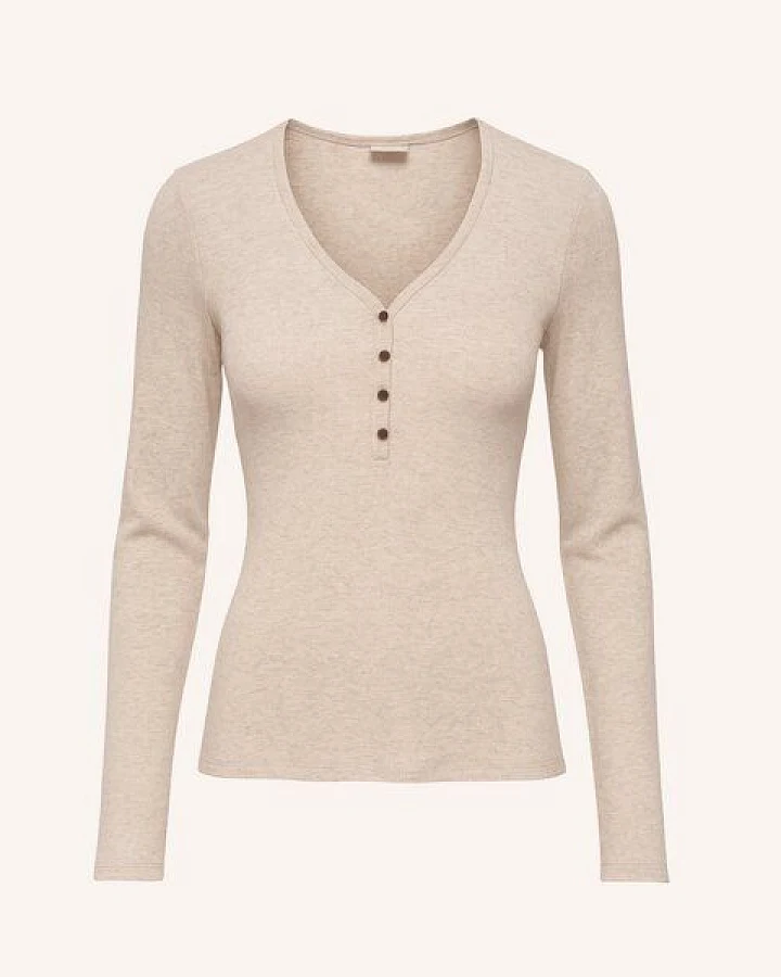 NORDLICHT Damen Henley Rippshirt Longsleeve aus Bio-Baumwolle HEDDA