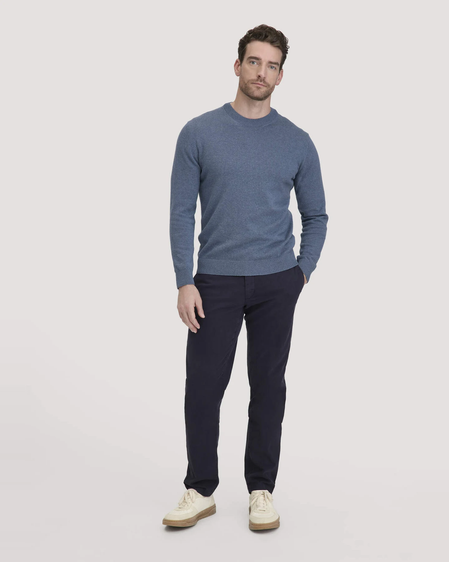 hessnatur Herren Strick Pullover Regular aus Bio-Baumwolle - blau - Größe XXL – Ansicht 2