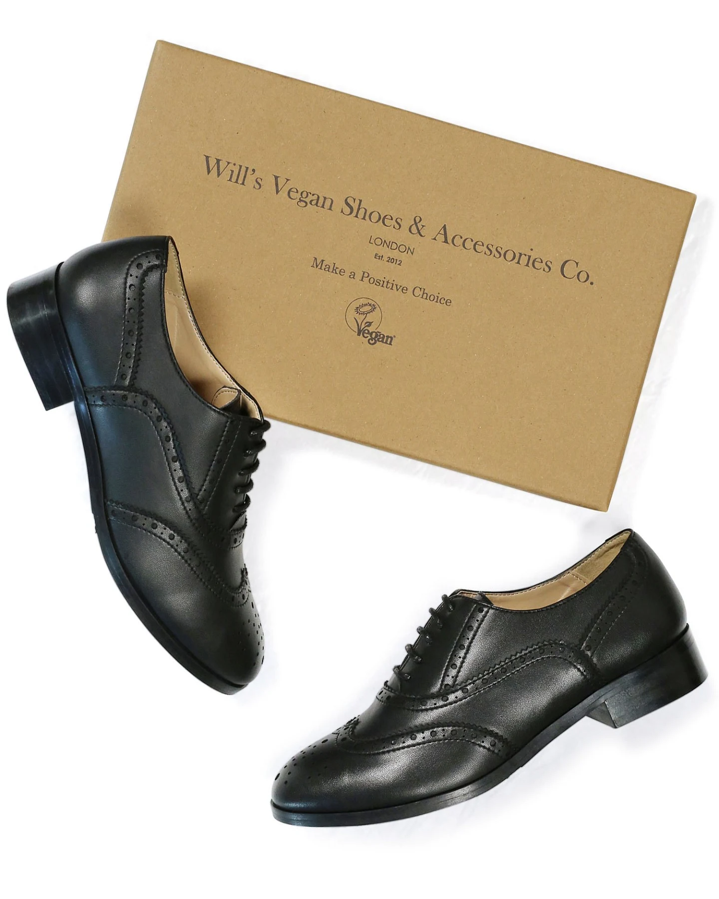 Will's Vegan Store Damen vegan Oxford Brogues Schwarz – Ansicht 2