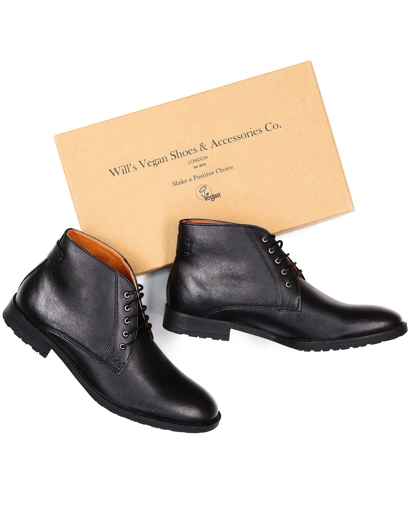Will's Vegan Store Herren vegan Stiefel Chukka Schwarz – Ansicht 2