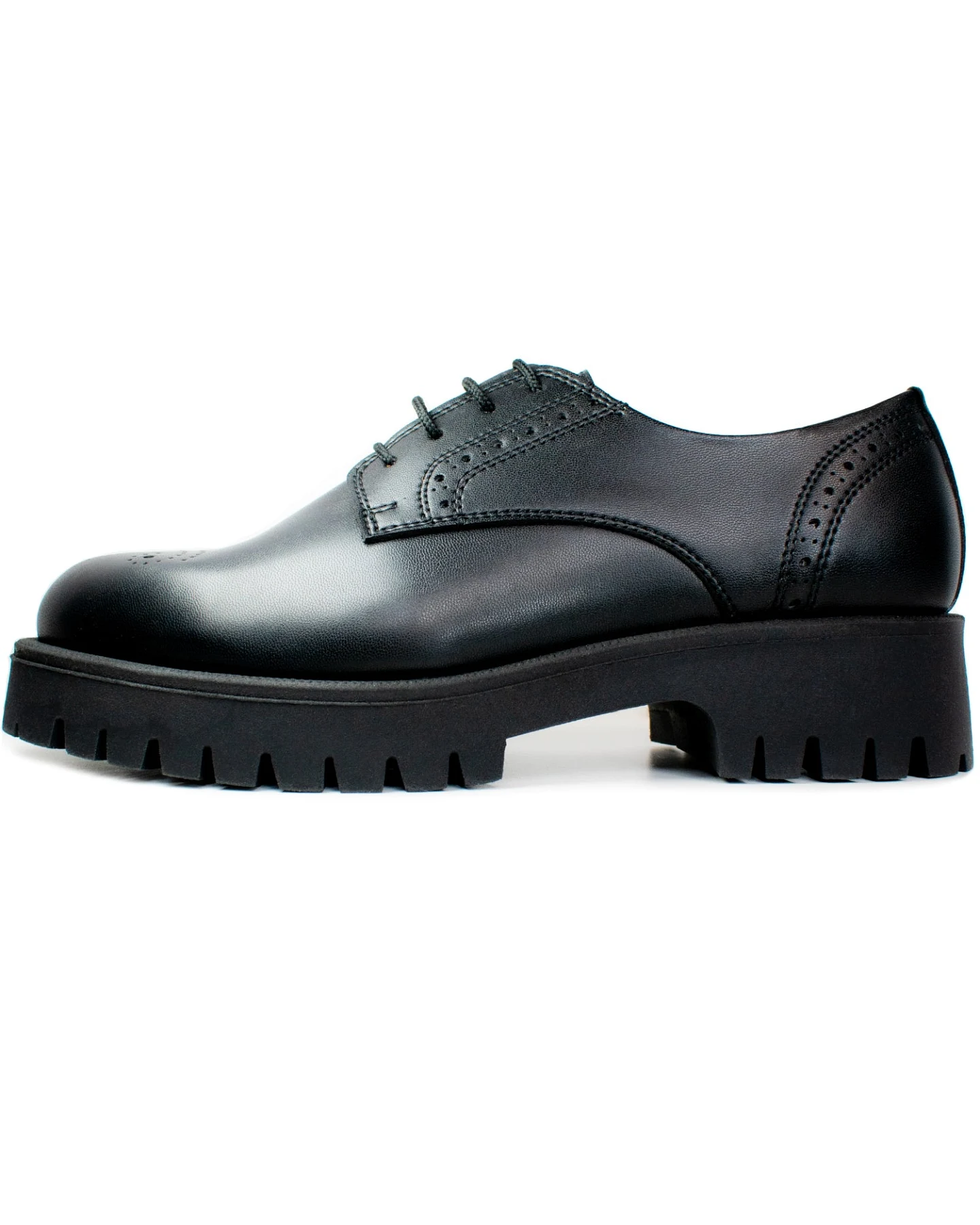 Will's Vegan Store Damen vegan Brogues Track Sole Schwarz – Ansicht 2