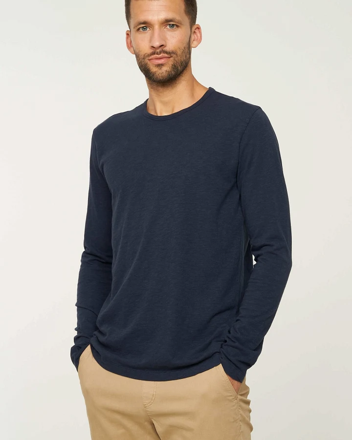 Recolution Herren vegan Langarmshirt Maca Dunkelblau