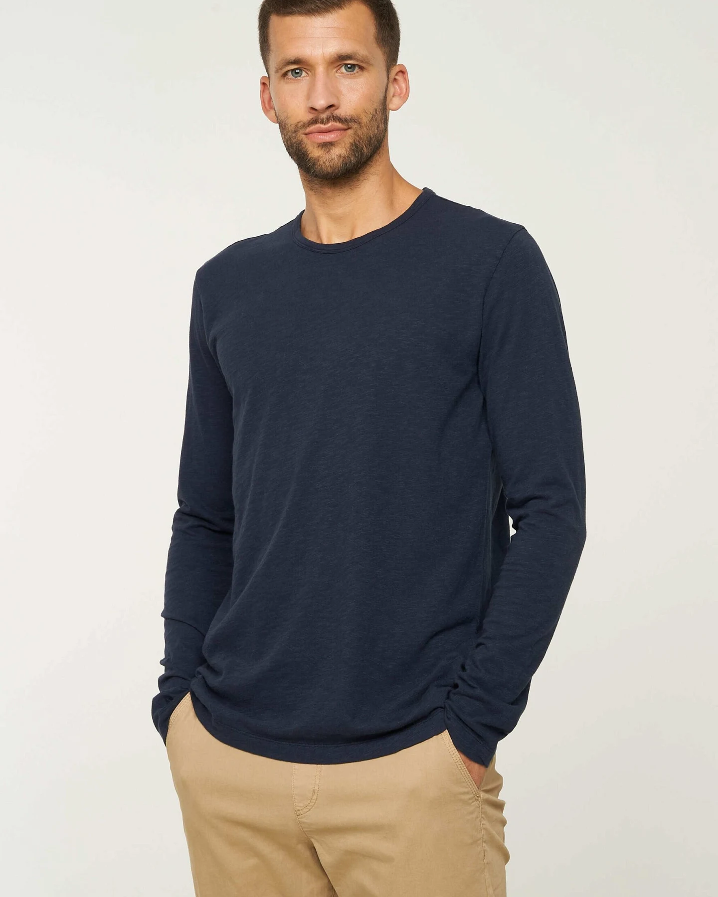 Recolution Herren vegan Langarmshirt Maca Dunkelblau – Ansicht 2