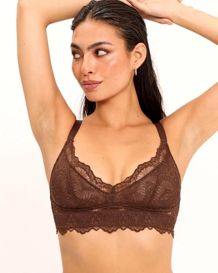 Understatement Damen vegan Bh Mit Spitzenbesatz Farbe: Kaffee