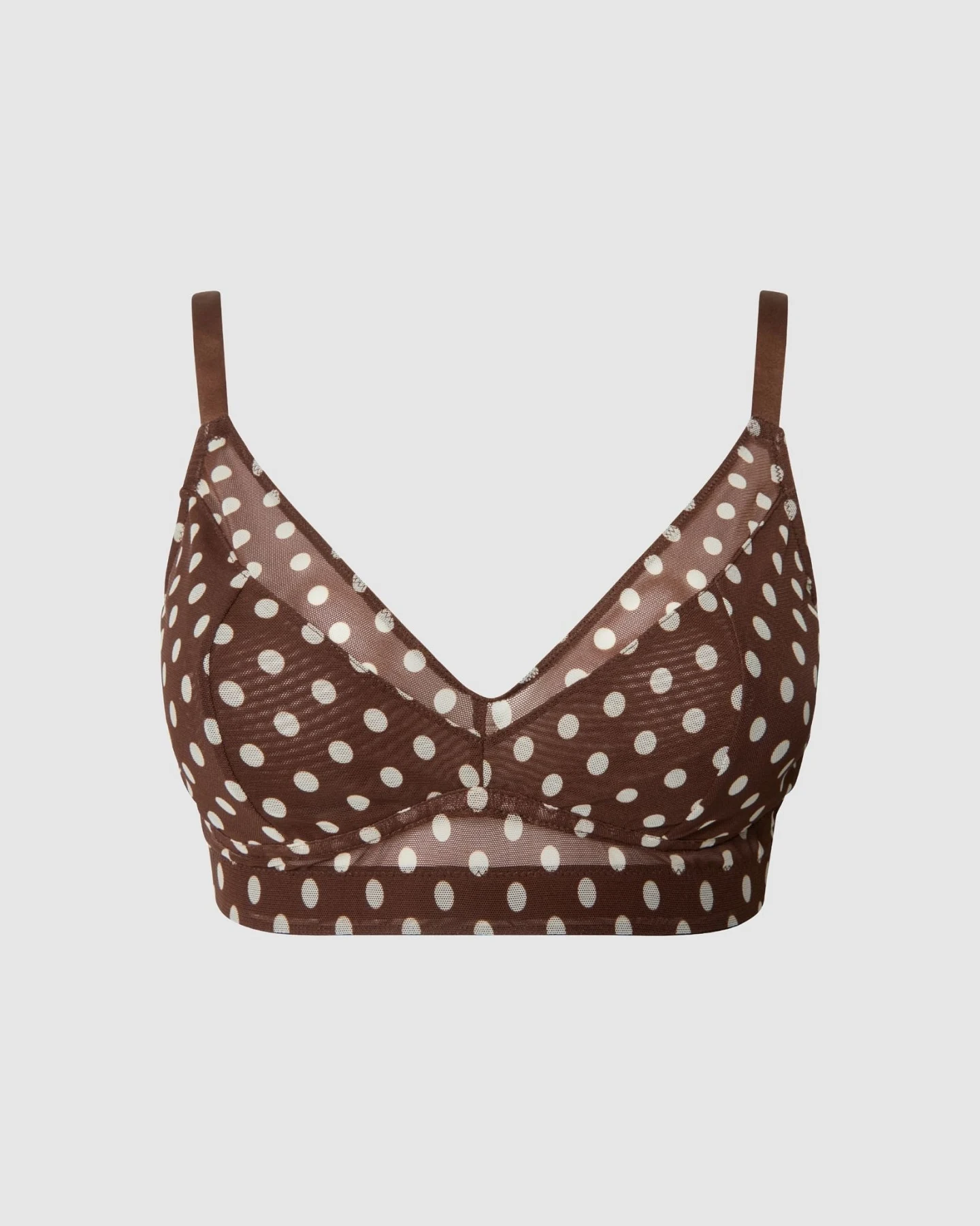 Understatement Damen vegan Bh Mit Netz-Stützfunktion, Braun Mit Punkten – Ansicht 2