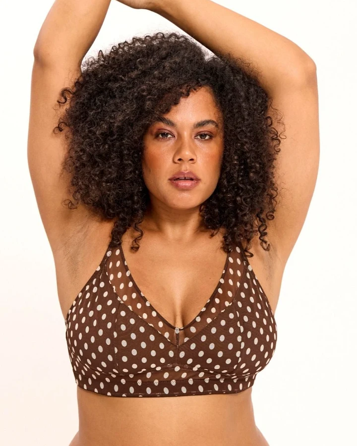 Understatement Damen vegan Bh Mesh Support Plus Mit Braunen Punkten