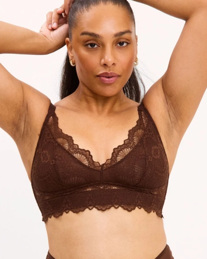 Understatement Damen vegan Bh Lace Support Plus Kaffee
