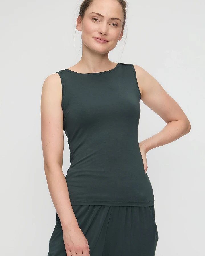 Curare Boat Neck Top - Dark Forest L
