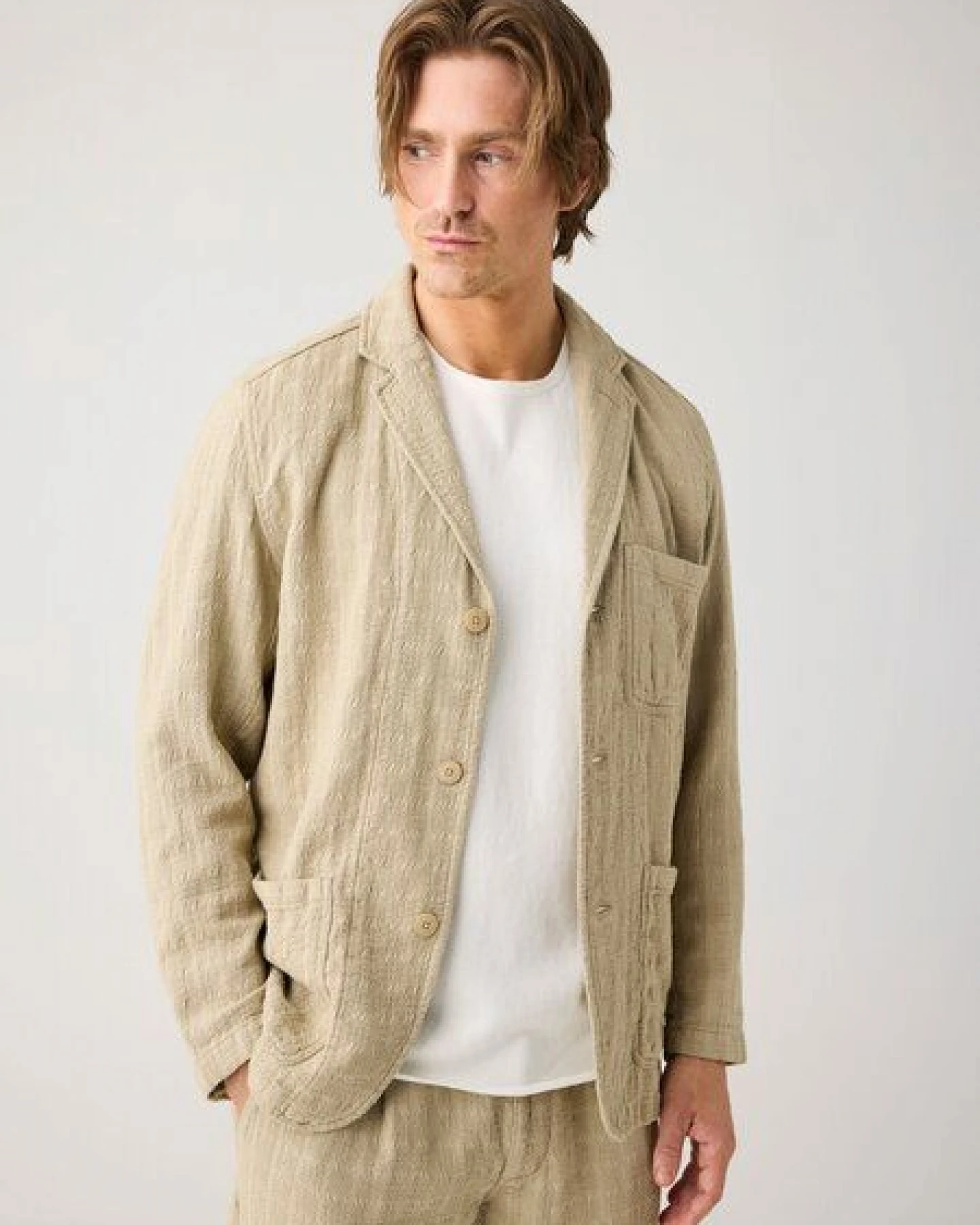 KnowledgeCotton Apparel Lockerer Blazer mit Struktur aus Bio-Baumwolle – Ansicht 2