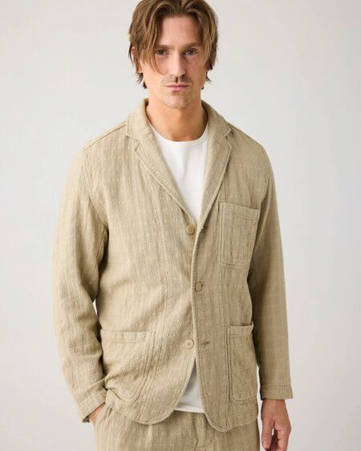 KnowledgeCotton Apparel Lockerer Blazer mit Struktur aus Bio-Baumwolle – Ansicht 3