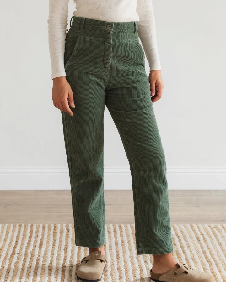 TWOTHIRDS Damen vegan Hose Ontong Gewaschen Grün