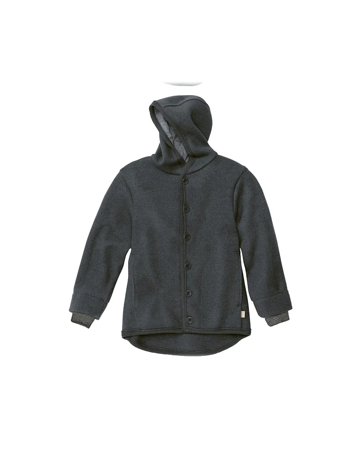 Disana Kinder Jacke mit Kapuze Bio-Merinowolle Walk anthrazit Gr.86/92
