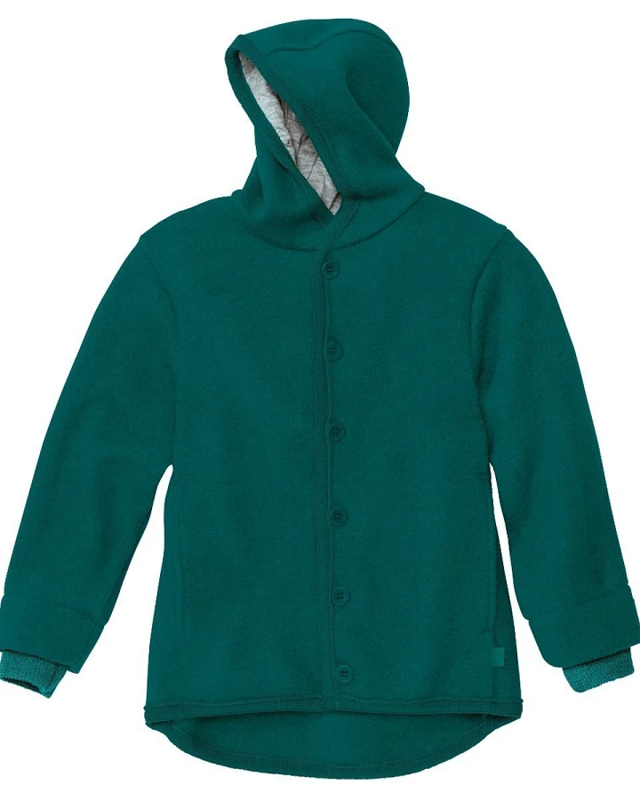 Disana Kinder Jacke mit Kapuze Bio-Merinowolle Walk pacific Gr. 86/92