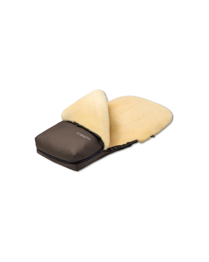 Hofbrucker Fußsack Kinderwagen Lammfell "Putzi" braun Maße 90 x 34 x 10 cm