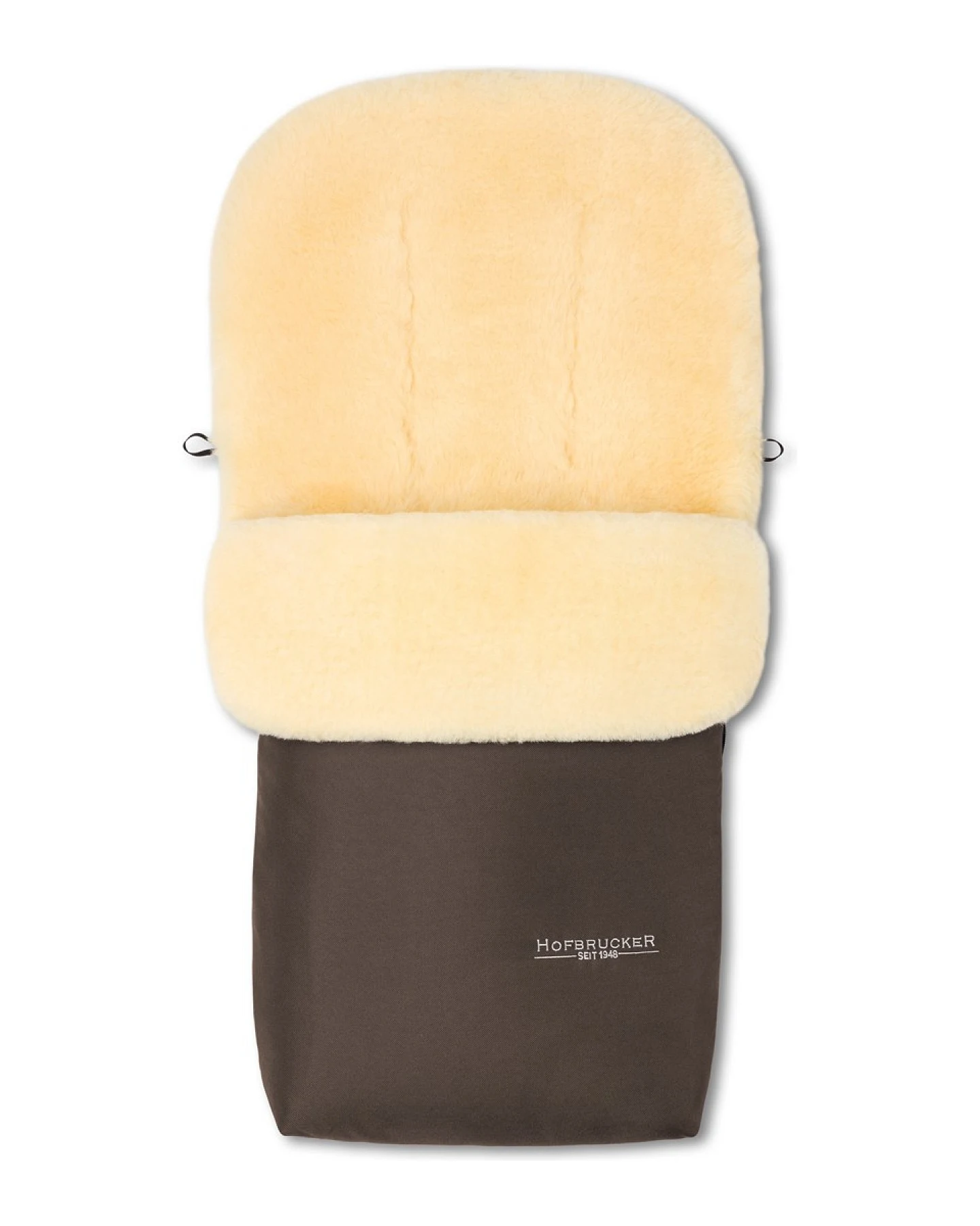 Hofbrucker Fußsack Kinderwagen Lammfell "Putzi" braun Maße 90 x 34 x 10 cm – Ansicht 2