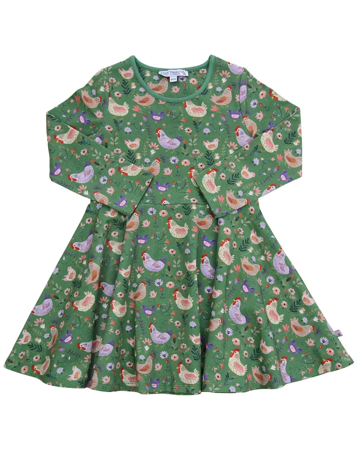 Enfant Terrible - Drehkleid "Hühner" grass