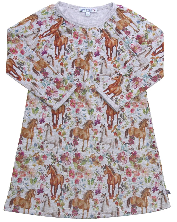 Enfant Terrible - Sweatkleid "Pferde" greymelange-aubergine