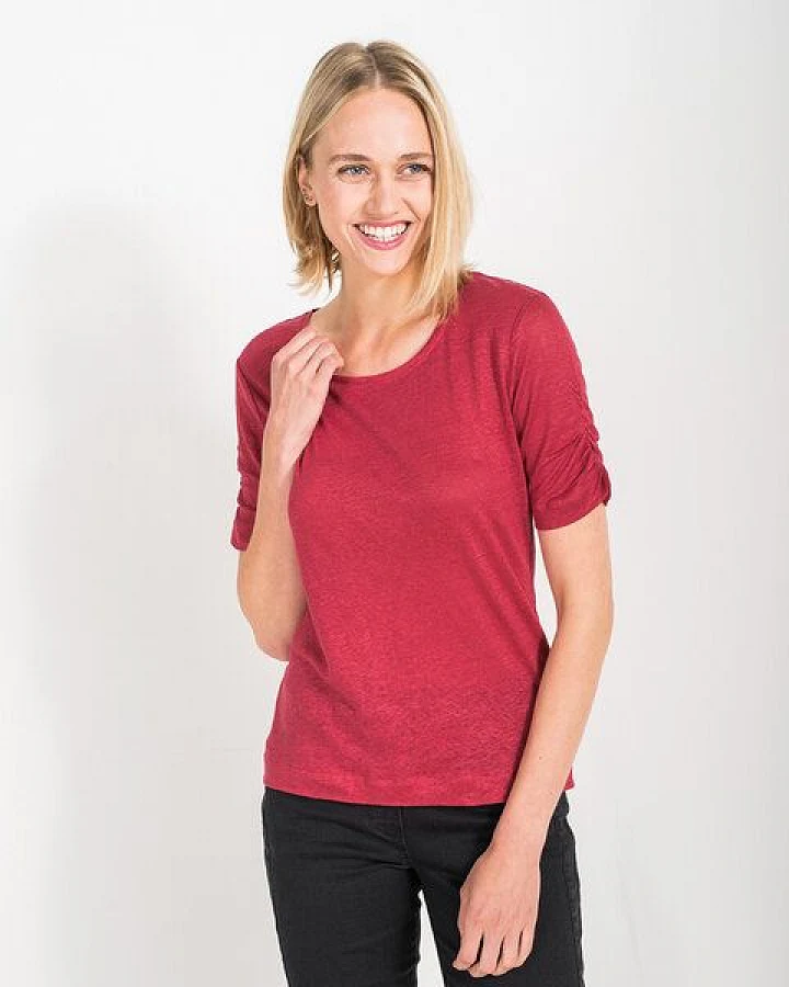 Alma & Lovis Leinenshirt mit Ärmelraffung