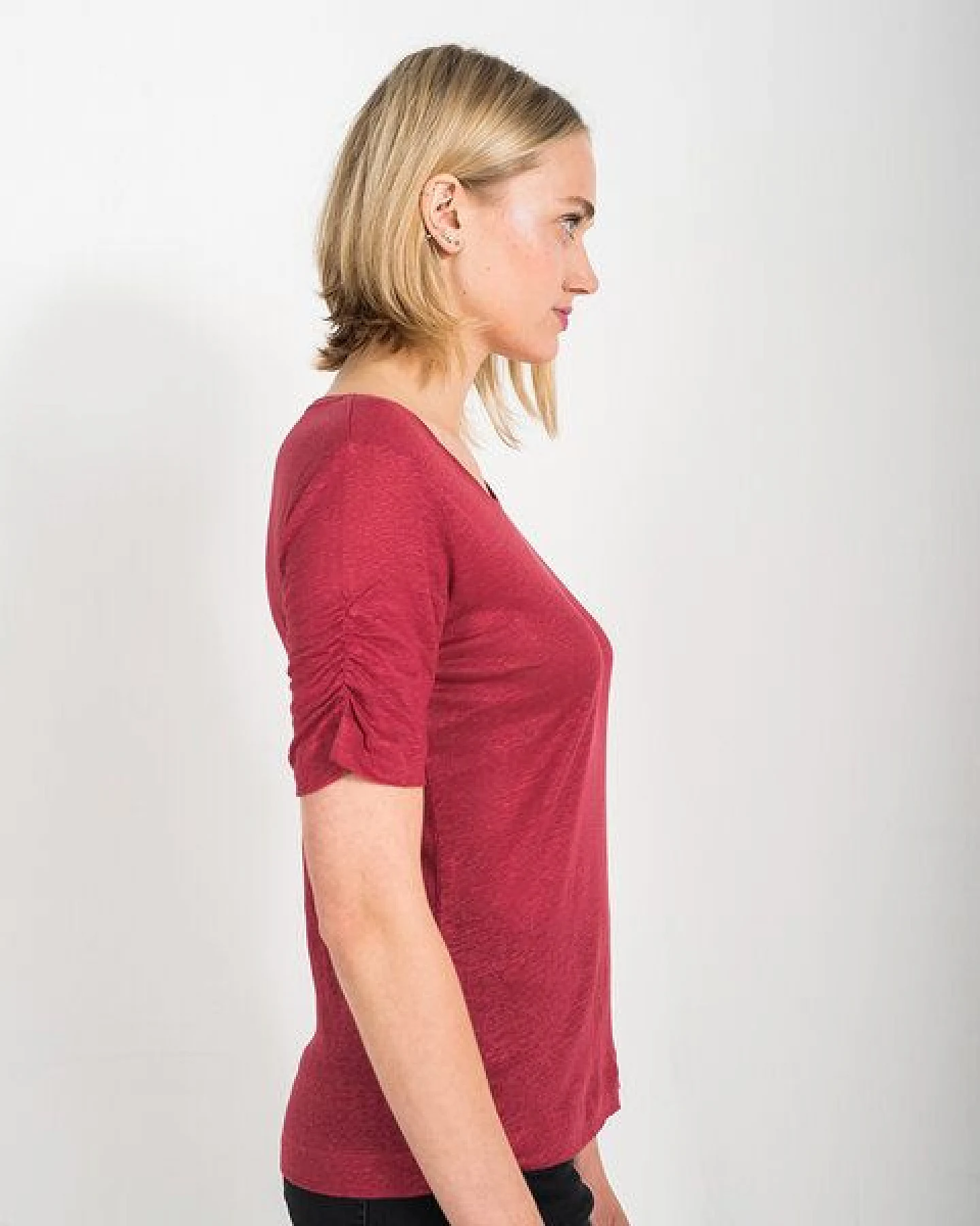 Alma & Lovis Leinenshirt mit Ärmelraffung – Ansicht 4