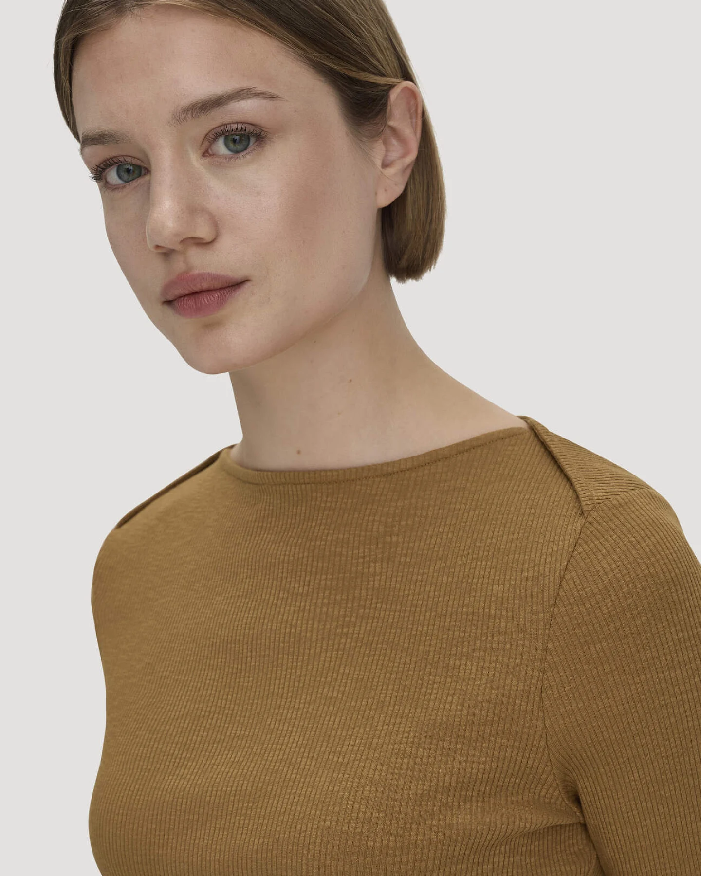 hessnatur Damen Boatneck Longsleeve Slim aus Bio-Baumwolle - orange - Größe 44 – Ansicht 4