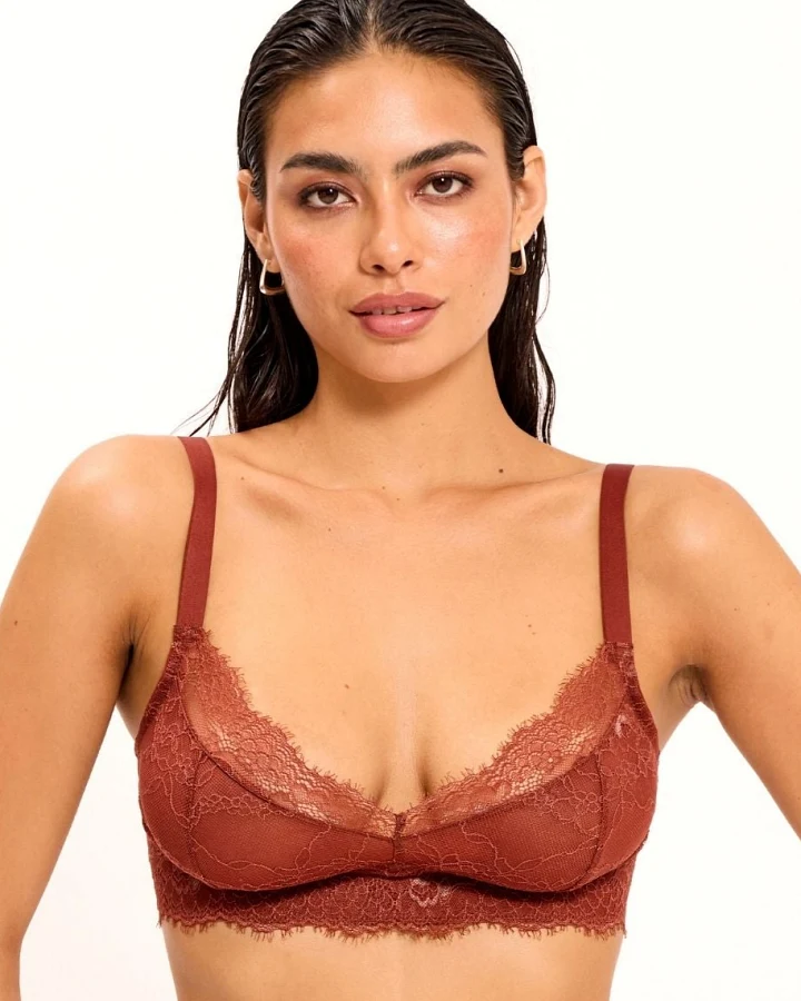 Understatement Damen vegan Bh Mit Spitzenbesatz Rust