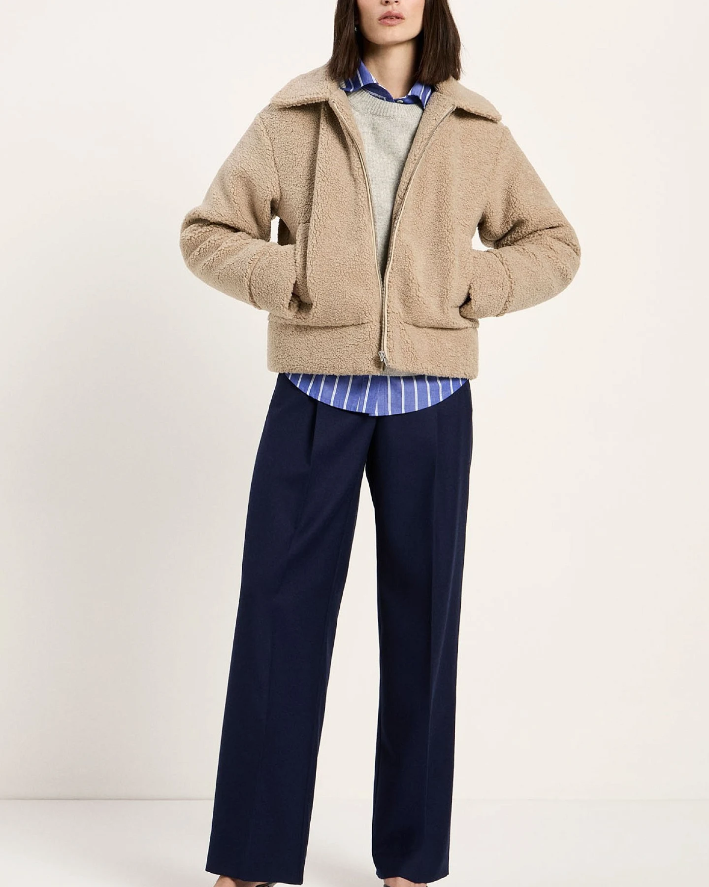 Jacke Teddy Beige – Ansicht 4