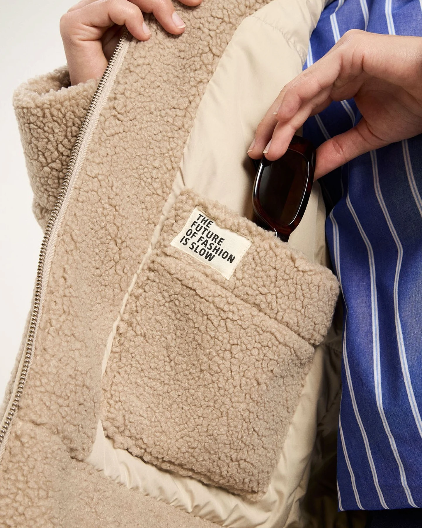 Jacke Teddy Beige – Ansicht 3