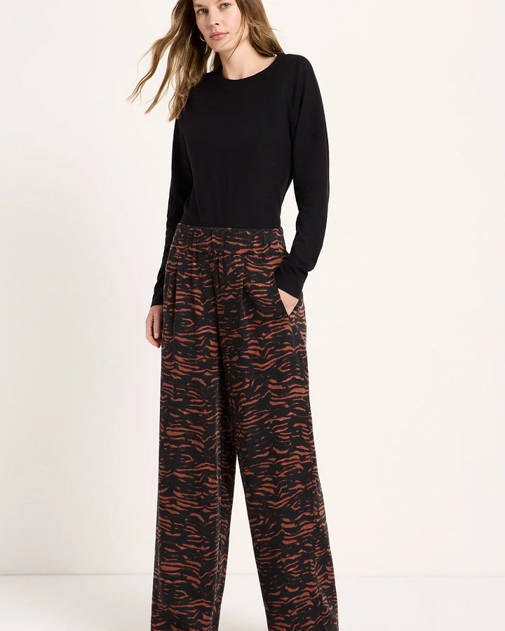 Hose Mit Weitem Bein Animal Stripes Braun