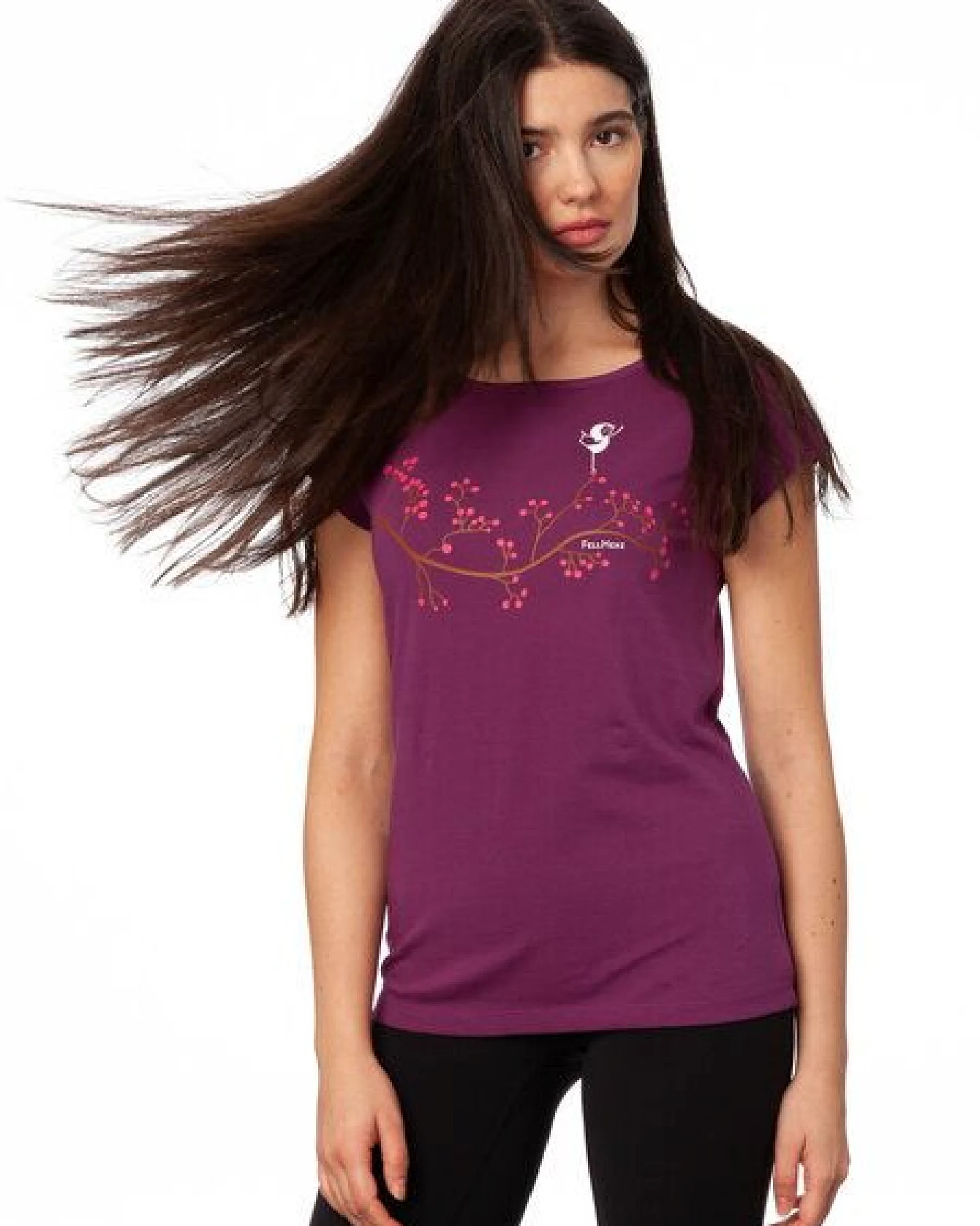 FellHerz Damen T-Shirt Asana Girl berry Bio & Fair & Vegan – Ansicht 4