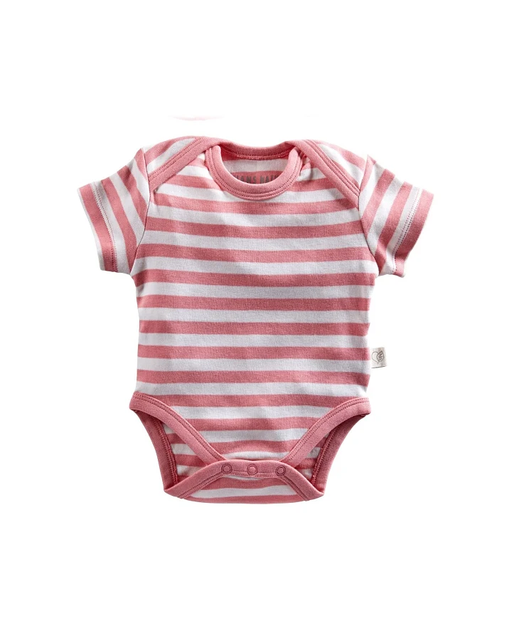 Baby Body Kurzarm Bio Baumwolle rosa-off white Gr.74/80