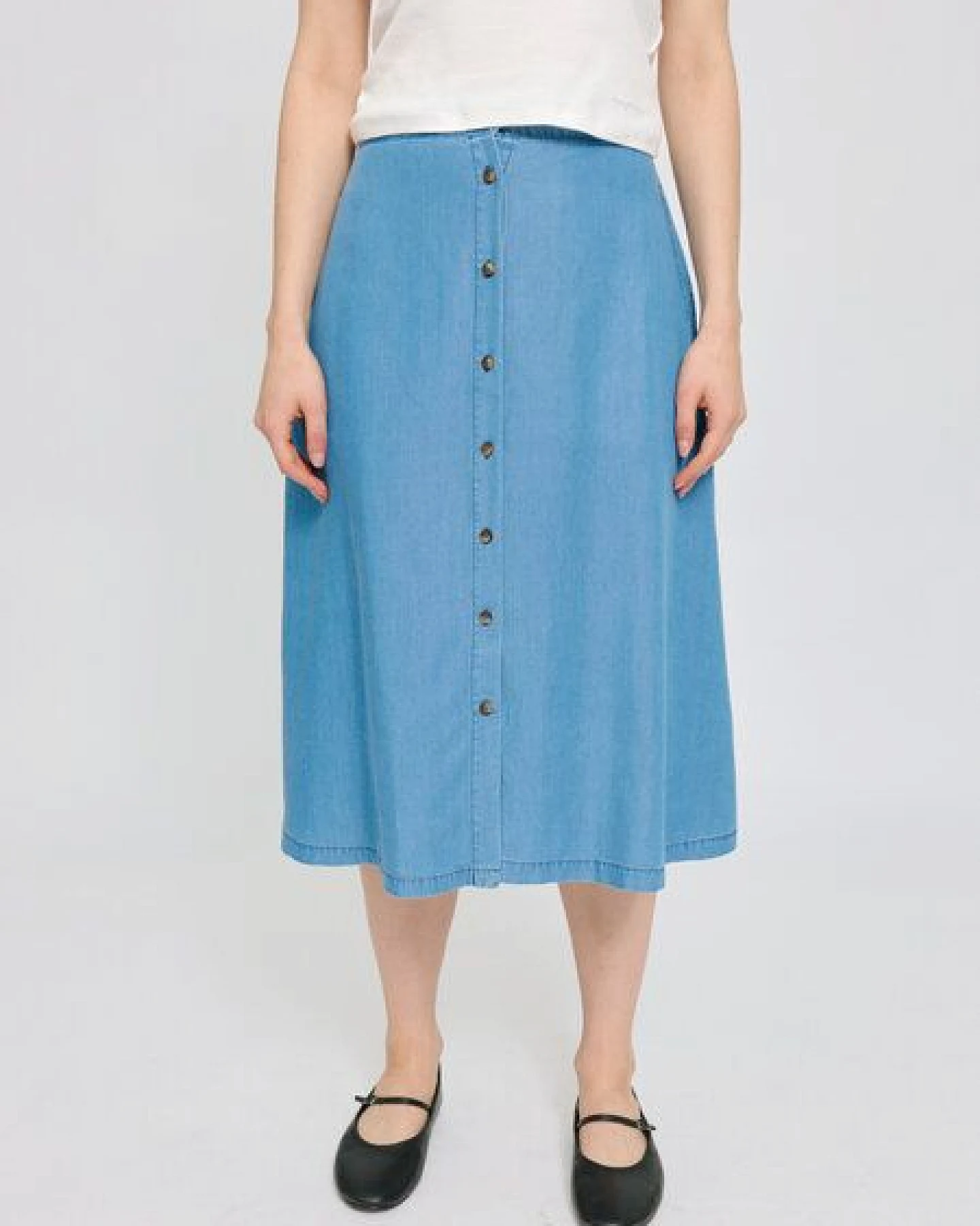 Mazine A-Jeans-Rock aus Tencel mit Knopfleiste – Ansicht 2