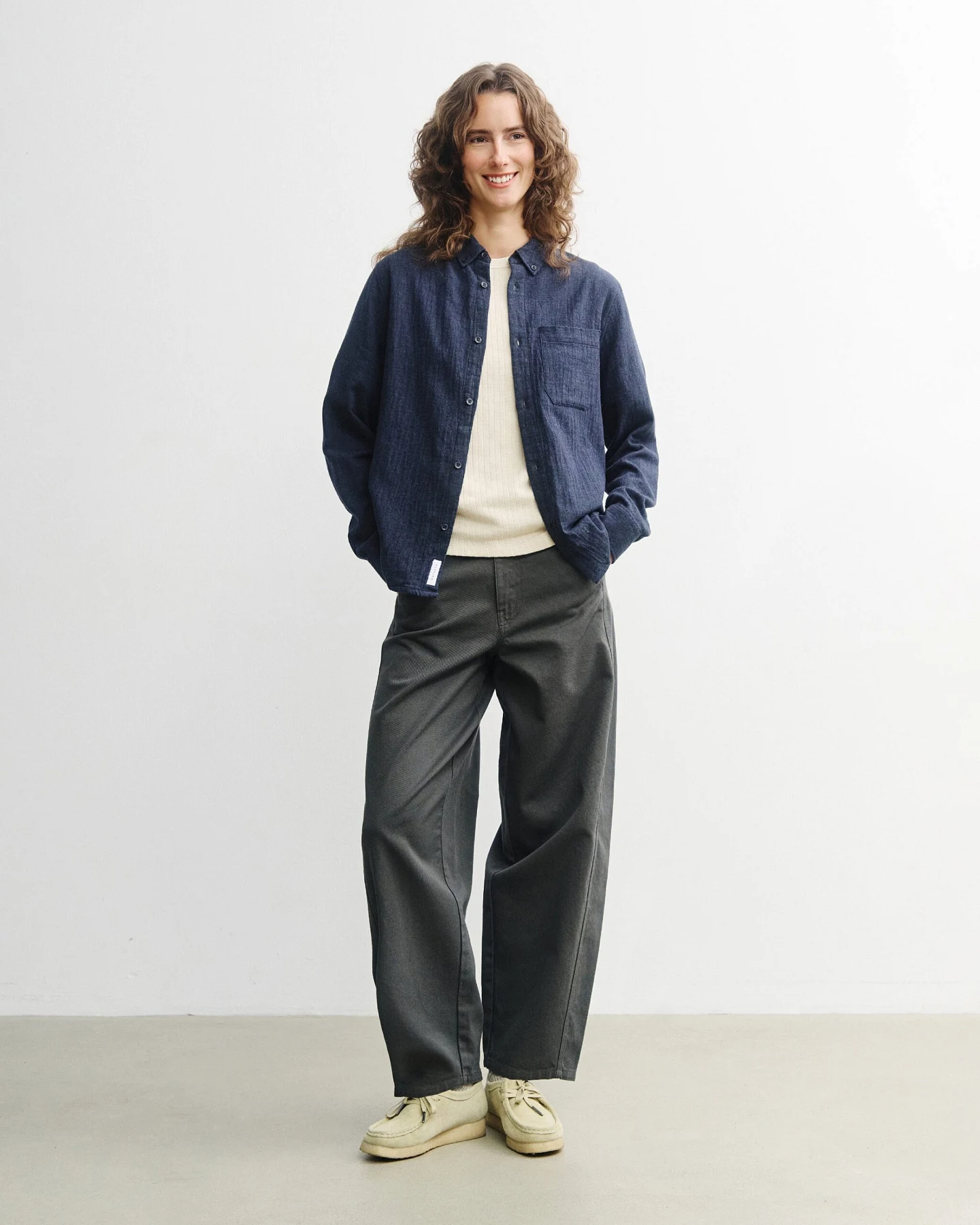 Rotholz Damen vegan Hemd Mit Knopfleiste Blau – Ansicht 2