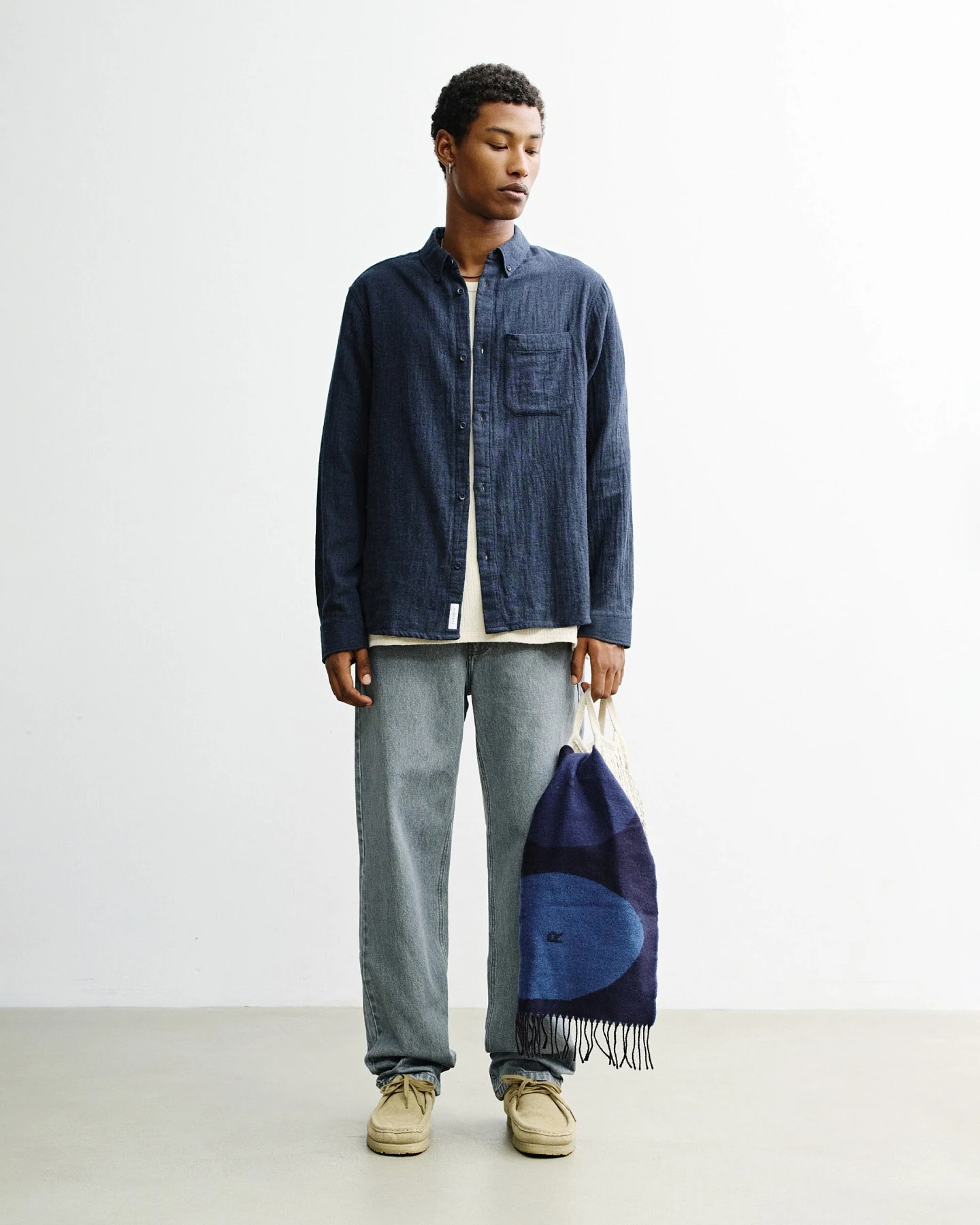 Rotholz Herren vegan Hemd Mit Knopfleiste Blau – Ansicht 2