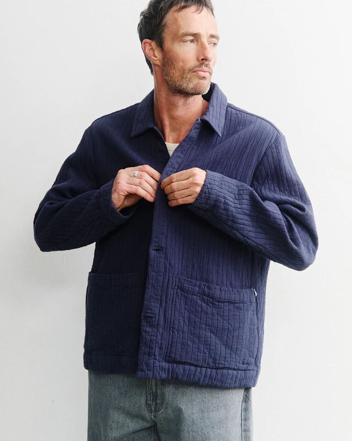 Rotholz Herren vegan Arbeitsjacke Gerippt Blau