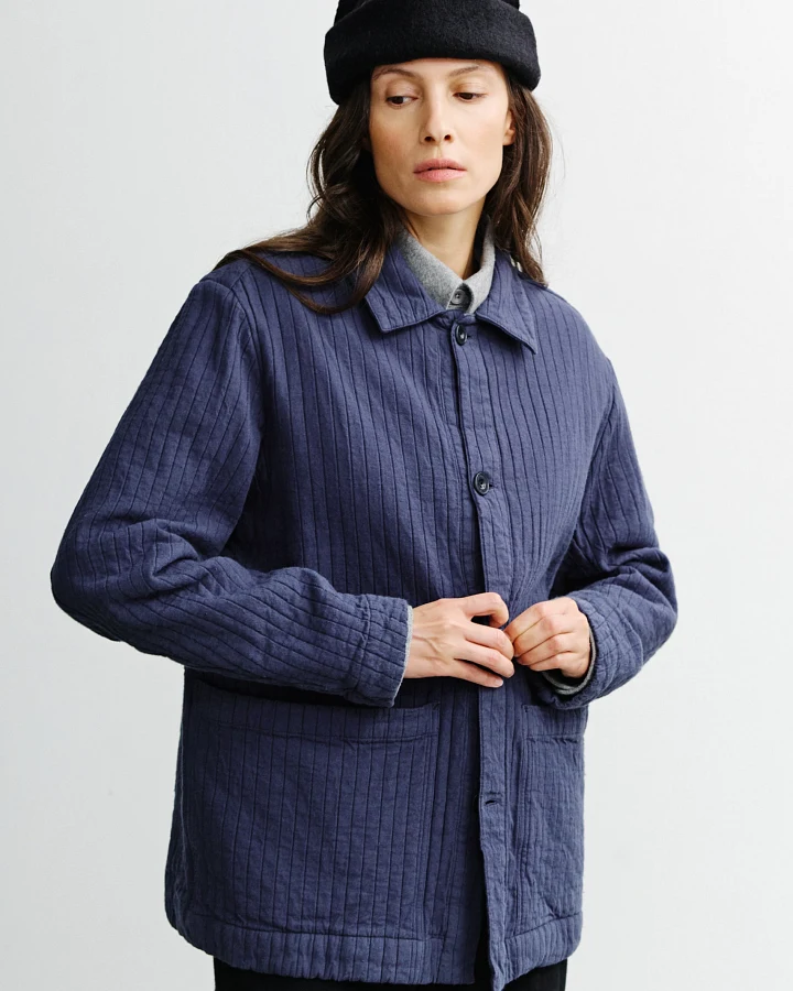 Rotholz Damen vegan Arbeitsjacke Gerippt Blau