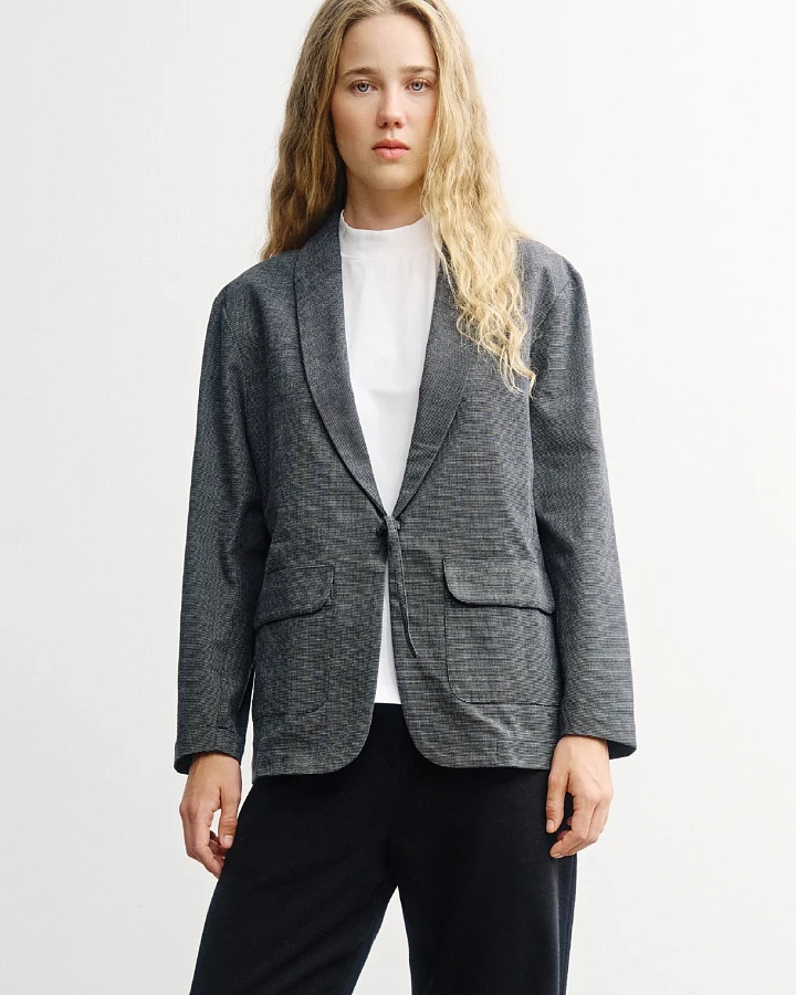 Rotholz Damen vegan Kimono-Blazer Grau Meliert
