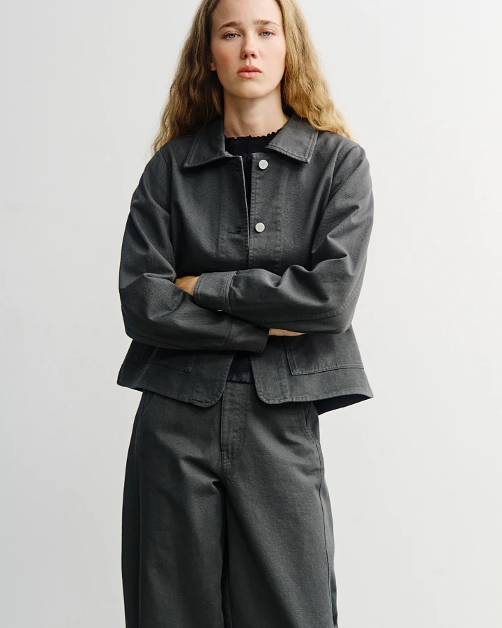 Rotholz Damen vegan Kurze Jacke Grau