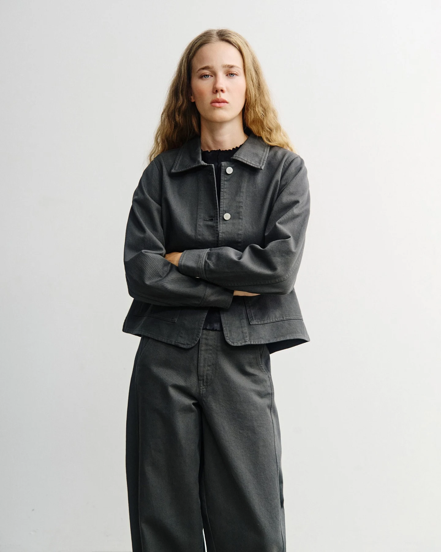 Rotholz Damen vegan Kurze Jacke Grau – Ansicht 2