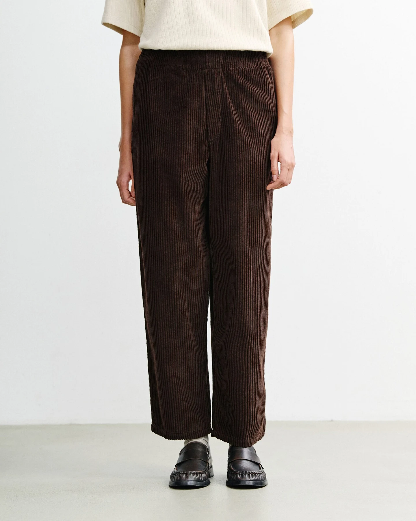 Rotholz Damen vegan Hose Mit Weitem Bein Aus Cord Braun – Ansicht 2