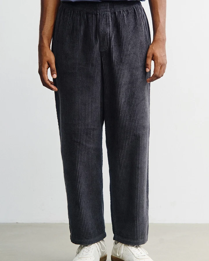 Rotholz Herren vegan Hose Mit Weitem Bein Aus Cord Anthrazit